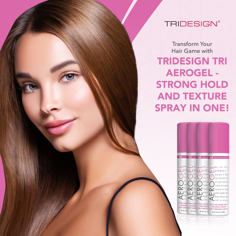 TRIDESIGN TRI Design Aerogel Hairspray - Strong Hold Hair Finishing Spray for Volumizing & Control, Flexible Styling for All Hair Types, Non-Sticky and Scented - For Women and Men - Travel Size Pack of 4 (3 Oz) - Image 5